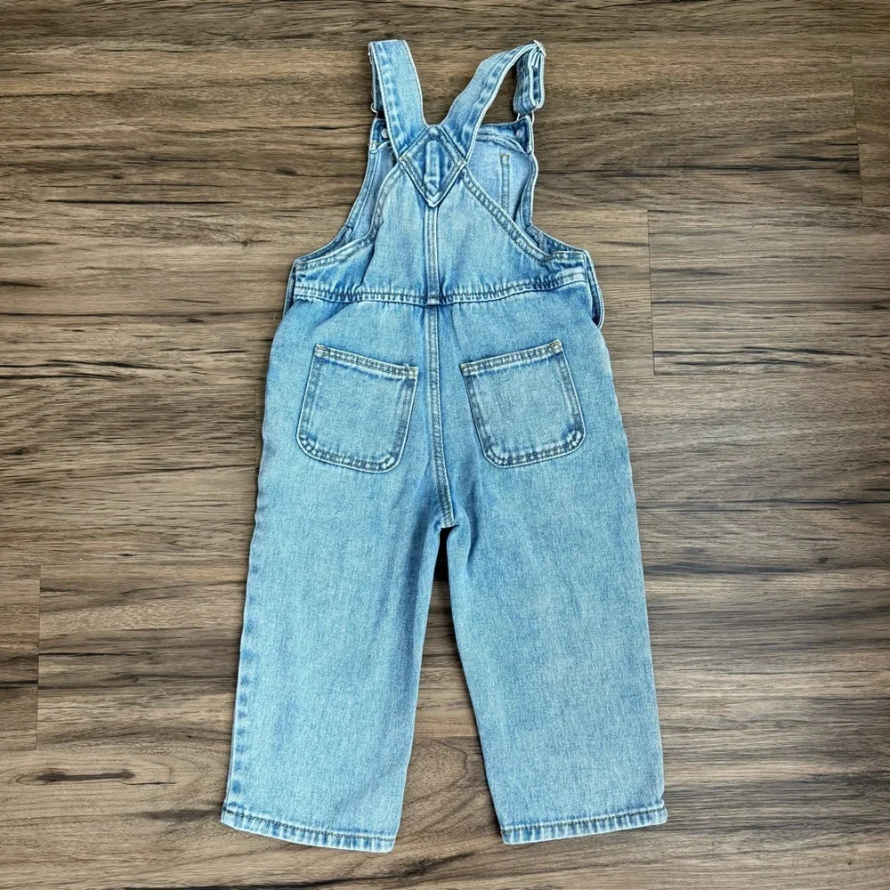 Zara x Disney Minnie Mouse All-Over Embroidered Jean Overalls Toddler 18-24M